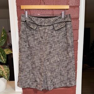 LOFT A-Line Tweed Skirt - Brown and White